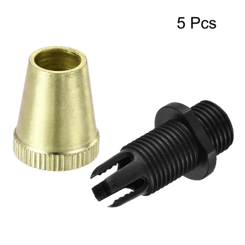Gold Tone Metal Cable Glands Strain Relief Cord Connectors, 5 Pack, for wiring, fits wires up to 6.5mm, shown in two parts
