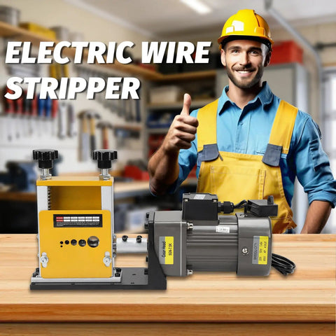 Pro Level Automatic Copper Wire Stripping Machine Boasting A Beefy 60W Motor And Six Alloy Dies For Smoothly Peeling Cables with a man holding thumbs up.