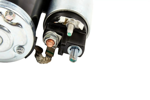 Close-up view of a Replacement Starter Motor For General Motors Vehicles 12 Volt 100 Percent New Build showing connection terminals.