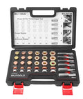 BILITOOLS 84-piece oil pan thread repair kit in a black case with red latches, includes copper and aluminum washers and assorted bolts
