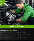 Technician installing Beefed Up 80A 12V Alternator For Honda Civic 2006 2007 2008 2009 2010 2011 1.8L L4 With 7 Groove Pulley Replacement Parts