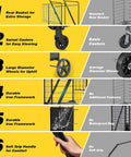 Comparison of Heavy Duty Folding Shopping Cart With Double Basket And 380 Pound Capacity, featuring basket and caster details