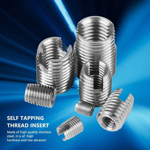 50 Pcs 302 Stainless Steel Inner Thread Self Tapping Thread Inserts Set For Metal Repair And Reinforcement, various sizes.