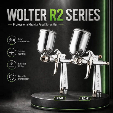 Kick Your Diy Painting Projects Into High Gear With This Pro Grade Spray Gun Featuring Forged Metal Nozzle And Solid Brass Cap For Slick Water Base Coats And Quick Mess Free Cleanup, showcasing R2-R and R2-F models.
