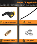 Ford F Series 6.7L Diesel Fuel Filter Tank Supply Line Connector Repair Kit 2011 2022 parts including connector and hose