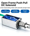 Beefy 24V DC Linear Actuator Solenoid With 80N Push Force, 20mm Stroke Open Frame Electromagnet For Precise Motion Control And Intermittent Use In Industrial Automation Robotics And DIY Projects BM 1683B, open-frame solenoid with coil and plunger