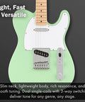 Close-up of Affinity Telecaster Surf Green Dope Gear Bundle With Frontman 10G Amp showing sleek body and dual pickups.