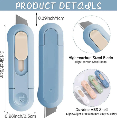 Ultra Sharp Retractable Box Cutter Set For Grab And Go Box And Envelope Opening, Easy Slide Package Opener with steel blade
