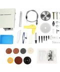 Heavy Duty 750W Lapidary Saw With Multifunctional Bench Grinder Sander And Buffing Machine parts and accessories flat layout.