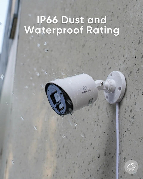 Outdoor 4 Channel Full Color Night Vision CCTV Camera System For Home And Outdoors 1080P TVI Wired Security shown on wall