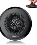 Zero Hassle Kitchen Sink Drain Strainer Featuring A Patent Flip Bottom Design And Sleek Black Chain Mesh Basket to trap food scraps and hair.