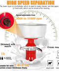 Electric Milk Cream Separator Workhorse with Centrifugal Design 80L per Hour Capacity, 12L Bowl, RPM Control Knob Display