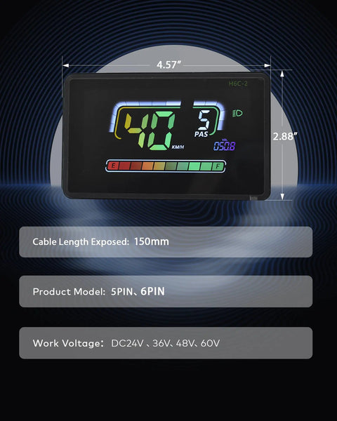 Ebike LCD Display With UART No 2 Protocol Colorful Bike Computer App Connectivity And USB Charging Port Panel Screen Speedometer Odometer 6 Pin Dope Color Display For Everyday Commuters