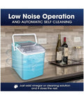 Portable Countertop Ice Maker With Handle Produces 26 Pounds Of Smooth Daily Ice Instantly Using Self Cleaning Tech on kitchen counter.