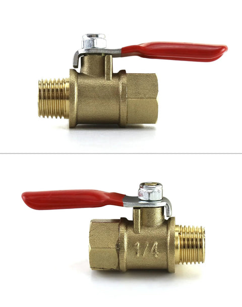 QWORK brass ball valve with red lever; 1/4" NPT male inlet

QWORK brass ball valve side view with red lever; 1/4" NPT male threaded end