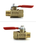 Three Pack Heavy Duty Brass Ball Valve Set, 1/4 Inch NPT Male to 1/4 Inch Female Threads, 180 Degree Handle Shut Off Valve