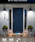 Front porch with Smart Motion Sensor LED Bulbs Outdoor Daylight 5000K, 4 Pack, illuminating the entryway at night