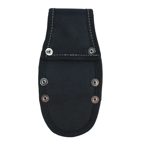 Black Heavy Duty Hammer And Pliers Holster For Tool Belt displayed flat, made of Boss Grade 1680D Polyester with rivets, tunnel loop shown for 2 inch belts.