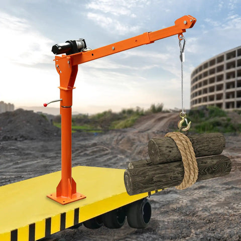 Rock Solid Folding Pickup Truck Bed Crane Hoist With Slick 12V Electric Winch Premium Painted Steel Adjustable Jib Arm And 360 Swivel Base Moving Heavy Gear Like A Boss