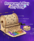 DIY Music Machine Kit For Kids Ages 8 To 14 A Fun Kid Approved Hands On Build It Yourself Musical Toy That Plays Melodies Includes Step By Step Guide Easy To Assemble And Great For Boys And Girls For Hours Of Creative Play. Wooden music machine kit with drum, gears, pegs, handle, and rainbow musical plate, 12 in. wide.
