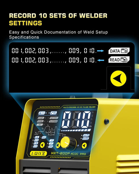200A AC DC TIG Welder With Pulse 220V 6 In 1 Aluminum Welding Machine LCD display and data setting