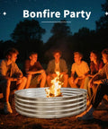60 Inch Round Fire Pit Ring Built From Heavy Duty Galvanized Steel For Outdoor Bonfires And Backyard Gatherings with people