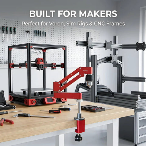 Desktop Tapping Arm With 90 Degree Vertical Tap Guide Jig For Aluminum Extrusions M2 To M10 And SAE Two To Three Eighths Taps Clamp