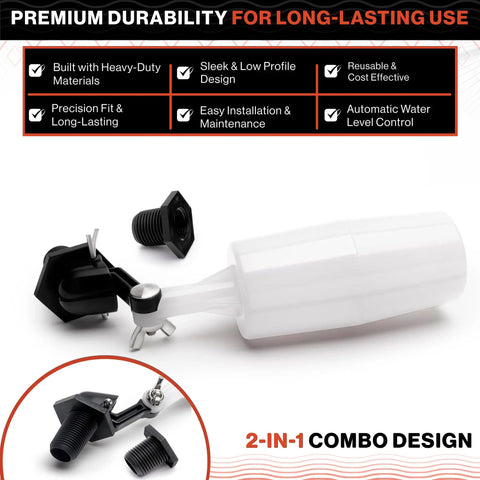 Auto Fill Float Valve Replacement Kit Three Eighths Inch To One Half Inch Adapter For Pool Water Levelers And Tank Fill Systems A 2 In 1 Solution For Pools Ponds And Water Tanks Compatible With Most Float Valves In Water Tanks And Pools Durable.