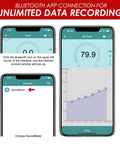 Wireless Sound Level Meter With App Data Logging Bluetooth, Portable Decibel Meter 30 To 130 dBA, High Accuracy SPL Reader For Classroom Office Home, Super Easy Smartphone Sync, Stores Up To 20,000 Readings. Bluetooth app screens on smartphone