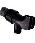 Adjustable Shower Arm Bracket With 360 Degree Swivel Ball Joint For Handheld Shower Head Holder Tool Free Install No Fuss Setup Easy Mount 1/2 Inch Inlet To 1/2 Inch Outlet Durable black ABS bracket with threaded inlet and swivel joint