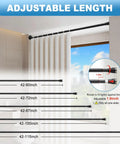 Heavy Duty Adjustable Tension Curtain Rod 42 To 115 Inches Black Shower Rod For Bathroom Closet And Window Install With Anti Slip Pads And Easy Twist Knob