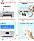 Steps for using Printable Heat Transfer Paper For Light Fabrics 8.5 By 11 Inches Pack Of 20 Sheets for Inkjet Iron On T Shirts