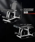 Dimensions of 2 In 1 Adjustable Leg Extension And Curl Machine For Home Gym with heavy duty steel frame