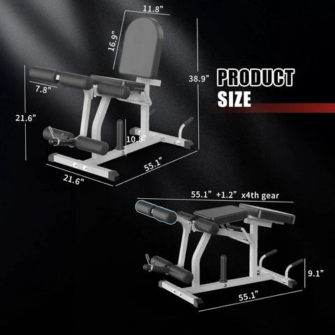 Dimensions of 2 In 1 Adjustable Leg Extension And Curl Machine For Home Gym with heavy duty steel frame