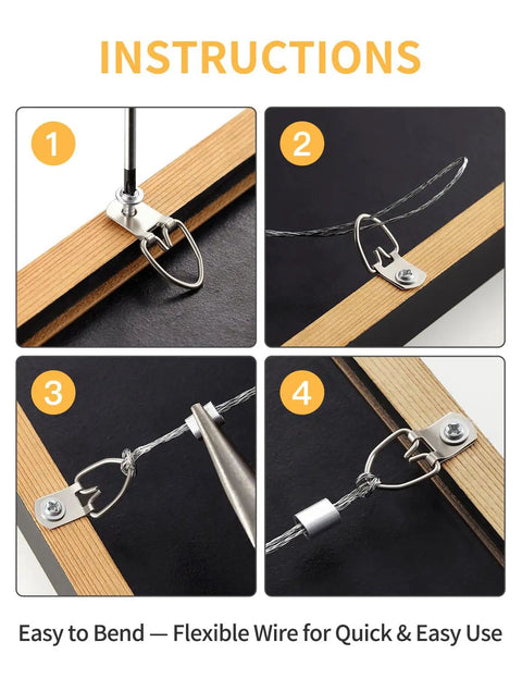 Picture Hanging Wire Kit With 100 Ft Braided Wire, 40 Small And 20 Heavy Duty D Ring Hangers, assembly instructions
