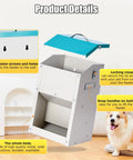 No Sweat Automatic Dog And Cat Feeder With 14 Liter Gravity Stand showcasing locking clasp and durable metal design for secure food storage.