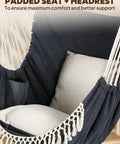 Hammock Chair Swing With Steel Spreader Bar Supports Up To 500 Lbs Two Cushions Included Portable Hanging Chair With Anti Slip Grooves