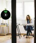 Rotating Privacy Door Sign For Offices No Fuss Do Not Disturb Out Of Office Please Knock In A Meeting Working Remotely And Back Soon 6 Inch Black With Easy Switch Between Six Modes visible in home office