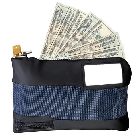 Money Bag With Key Lock And Zipper For Cash And Valuables 11.5 Inch Travel Pouch Water Resistant Nylon Reinforced Seams Safely Carry Passports Jewelry Notary Supplies On The Go