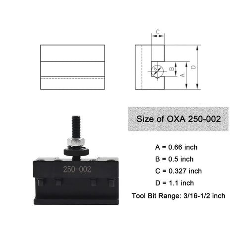 One Piece Quick Change Turning And Facing CNC Tool Post Holder OXA 250 002 dimensions and specifications
