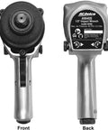 Front and back view of One Half Inch Air Impact Wrench With Five Hundred Foot Pounds Max Torque At Ninety PSI Twin Hammer Heavy Duty Pneumatic Tool