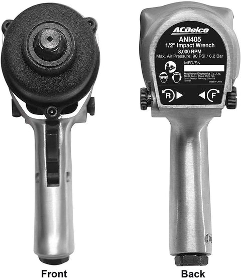 Hella Tough Pneumatic Shop Beast Featuring One Half Inch Five Speed Impact Wrench and Three Eighth Inch Ratchet, front and back views.