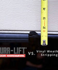 DURA-LIFT garage door double-T rubber weather seal for 8' wide doors; black rubber strip with tape measure.