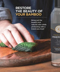Using Food Grade Mineral Oil For Wood Cutting Boards And Butcher Blocks All In One Food Safe Wood Conditioner on wooden surface