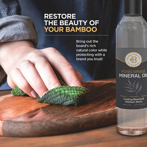 Using Food Grade Mineral Oil For Wood Cutting Boards And Butcher Blocks All In One Food Safe Wood Conditioner on wooden surface