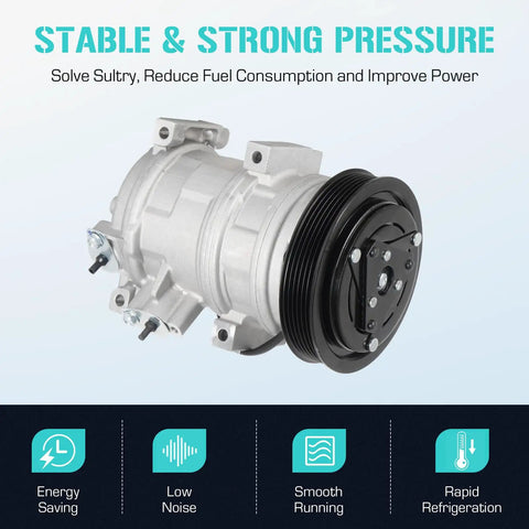 Top Shelf Air Conditioning Ac Compressor With Integrated Clutch Kit for Honda vehicles, displaying robust design and six groove sheave.