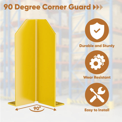 Built Tough 12 Inch Steel Pallet Rack Post Protectors With Ten Floor Anchor Bolts Warehouse Column Guards To Shield Shelving From Rough Forklift Bashing At The Job Site