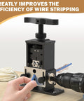 Professional Adjustable Wire Stripper Machine Featuring Zero Hassle Setup And Direct Drill Mount For Super Fast Cable Peeling, close-up view of drill mount.