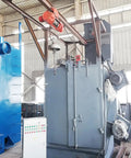 Shot Blasting System For Structural Steel Beams, Columns, And Frames, Refine Welded Parts For Construction And Fabrication, With Custom Accessories, Easy Maintenance, Ladder Access, And Flexible Configuration Options, gray industrial unit