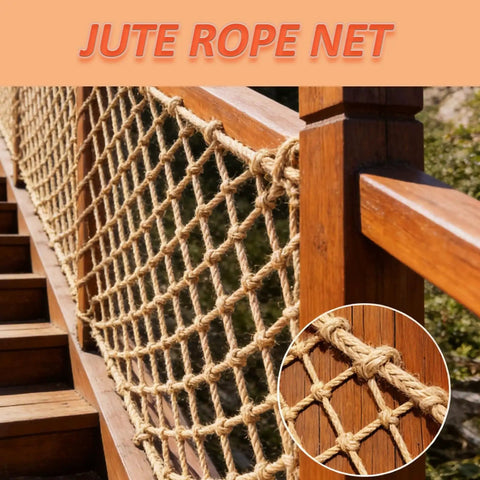 Heavy Duty Natural Jute Hemp Rope Net For Balcony And Stair Rails Straight Up Safe For Kiddos With Rock Solid Weave That Hangs Tough In Rain Or Shine Built To Last So Parents Can Chill And Sleep Easy Tonight